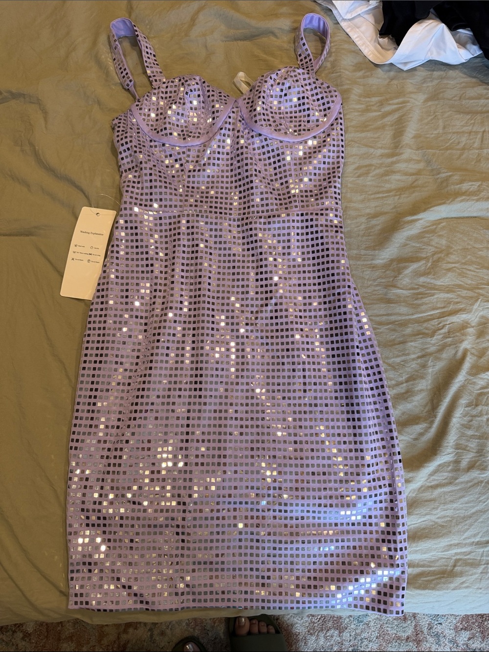 Lilac Sequin Grid Bodycon Dress - Unbranded